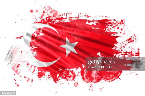 ilustraciones, imágenes clip art, dibujos animados e iconos de stock de bandera de grunge de tinta turca - bandera turca