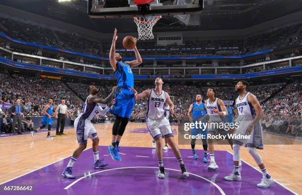 Hammons of the Dallas Mavericks rebounds against the Sacramento Kings on April 4, 2017 at Golden 1 Center in Sacramento, California. NOTE TO USER:...