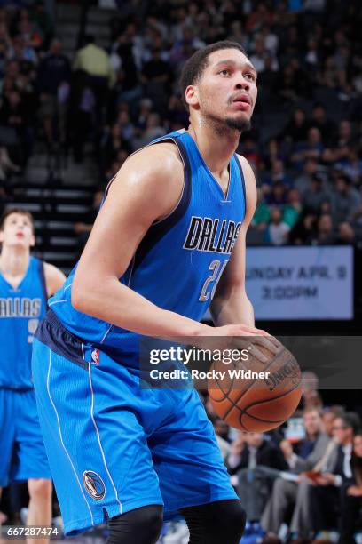 Hammons of the Dallas Mavericks attempts a free-throw shot against the Sacramento Kings on April 4, 2017 at Golden 1 Center in Sacramento,...