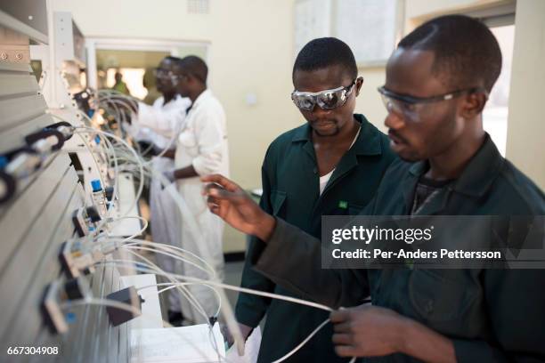 Students train at the training school run by Glencore, an Anglo-Swiss multinational commodity trading and mining company, at Mopani Mines on July 6,...