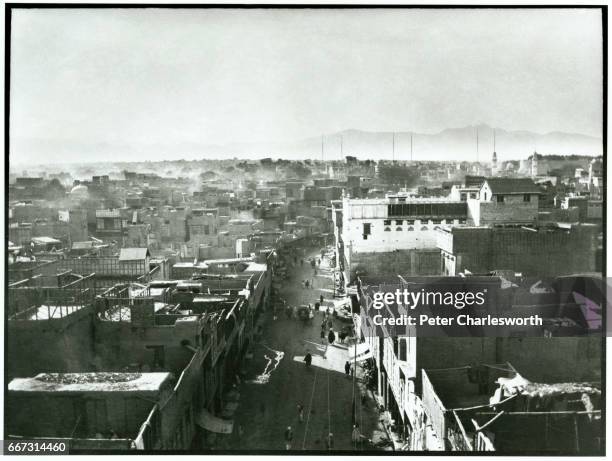 View across Peshawar city. Background to this image: With the threat of War looming in Europe, Edward Fitzgerald Charlesworth volunteered to join the...