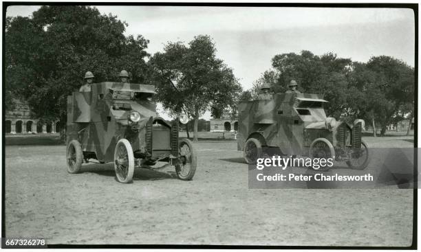 British soldiers aboard what are believed to be armoured Rolls Royce vehicles. Background to this image: With the threat of War looming in Europe,...