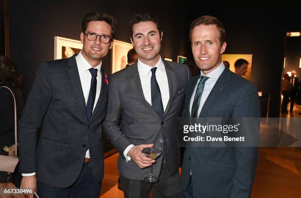 Stephen Bowman, Ollie Baines and Humphrey Berney of Blake attend Terrence Higgins Trust: The Auction in support of people living with HIV at...