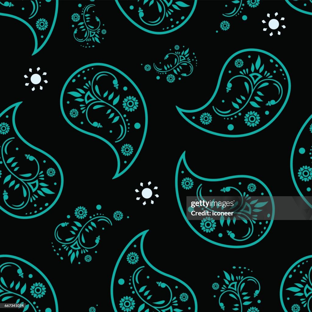 Paisley Dark Cyan Wallpaper Seamless Pattern Retro Design High-Res Vector  Graphic - Getty Images