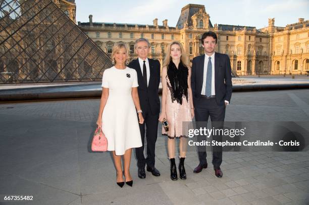Helene Mercier-Arnault, Bernard Arnault, Natalia Vodianova and Antoine Arnault attend the Louis Vuitton's Dinner for the Launch of Bags by Artist...