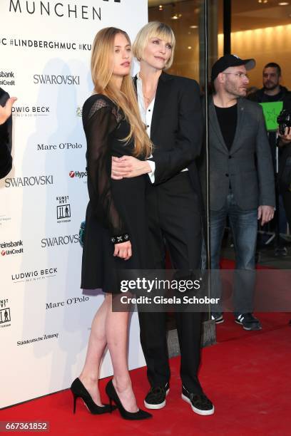 Nadja Auermann and her daughter Cosima Auermann during the Peter Lindbergh exhibition 'From Fashion to Reality' at Kunsthalle der Hypo-Kulturstiftung...