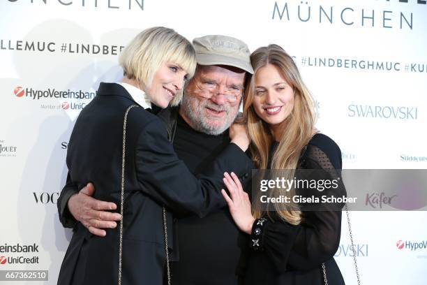 Nadja Auermann, Photographer Peter Lindbergh and Cosima Auermann during the Peter Lindbergh exhibition 'From Fashion to Reality' at Kunsthalle der...