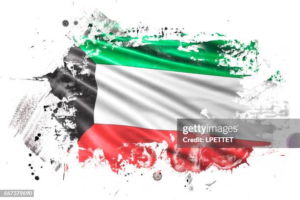 kuwait ink grunge flag - kuwaiti flag stock illustrations