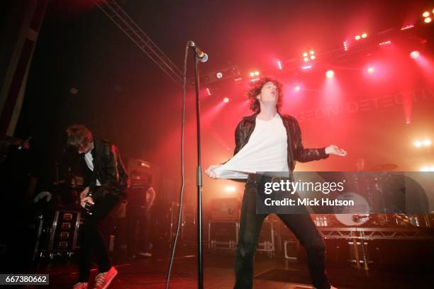 Pigeon Detectives, perform on stage, London, 17th May 2008. Line up includes Matt Bowman , Oliver Main , Ryan Wilson , Dave Best , Jimmi Naylor .