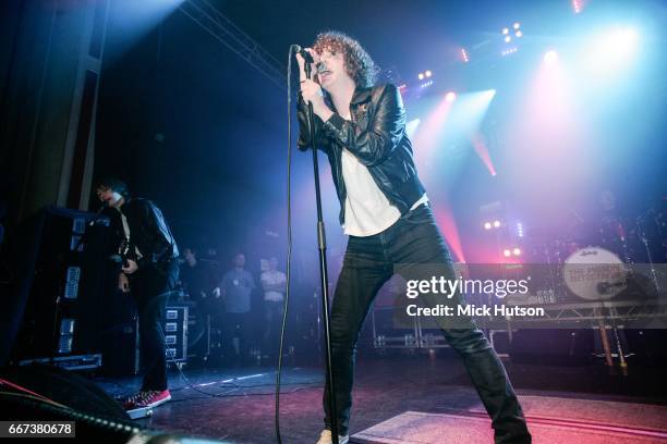 Pigeon Detectives, perform on stage, London, 17th May 2008. Line up includes Matt Bowman , Oliver Main , Ryan Wilson , Dave Best , Jimmi Naylor .