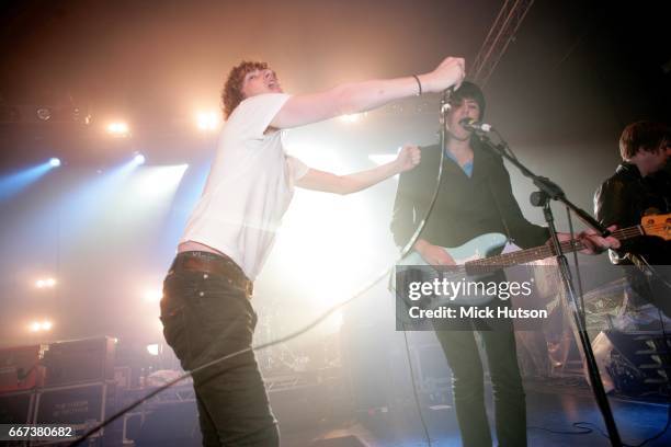 Pigeon Detectives, perform on stage, London, 17th May 2008. Line up includes Matt Bowman , Oliver Main , Ryan Wilson , Dave Best , Jimmi Naylor .