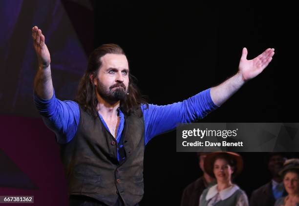 Alfie Boe bows at the curtain call during the press night performance of the English National Opera's production of Rodgers & Hammerstein's...