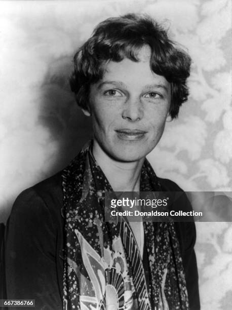 Pilot Amelia Earhart poses for a portrait in circa 1928.