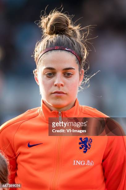Tessel Middag of The Netherlandsduring the friendly match between the women of Netherlands and Iceland at the Vijverberg stadium on April 11, 2017 in...