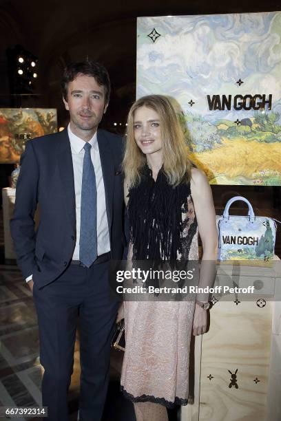 Antoine Arnault and Natalia Vodianova attend the "LVxKOONS" exhibition at Musee du Louvre on April 11, 2017 in Paris, France.