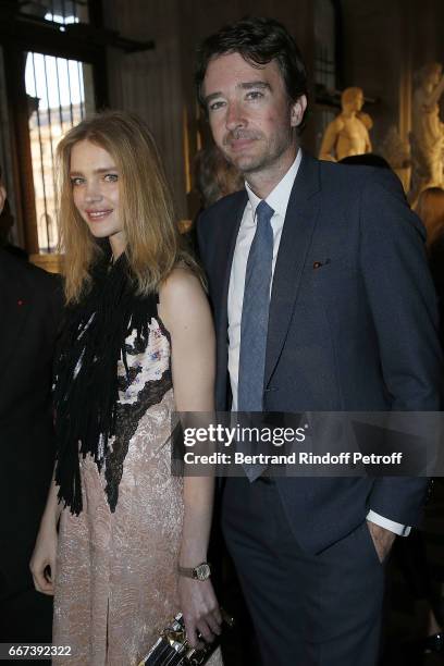 Antoine Arnault and Natalia Vodianova attend the "LVxKOONS" exhibition at Musee du Louvre on April 11, 2017 in Paris, France.