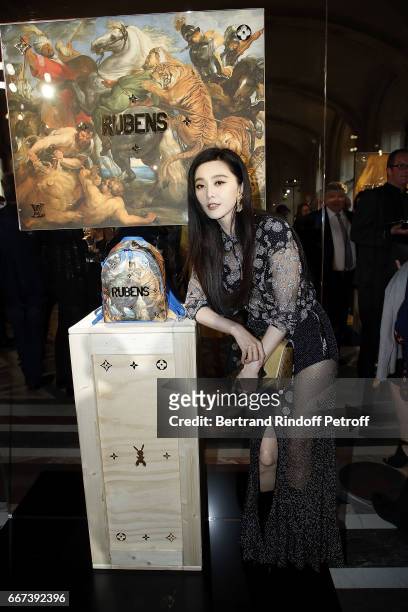 Actress Fan Bingbing attends the "LVxKOONS" exhibition at Musee du Louvre on April 11, 2017 in Paris, France.