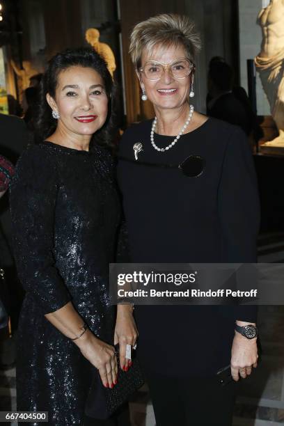 Princess Afshin Sturdza and Gloria von Thurn und Taxis attend the "LVxKOONS" exhibition at Musee du Louvre on April 11, 2017 in Paris, France.