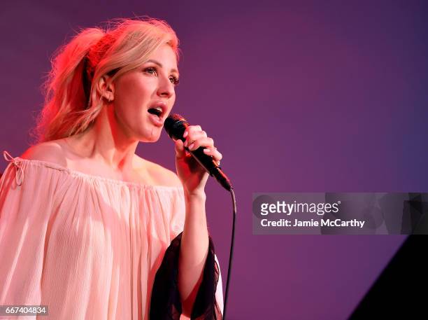 Ellie Goulding performs at Land Rover North America Hosts The U.S. Debut Of The Range Rover Velar Lincoln Ristorante on April 11, 2017 in New York...