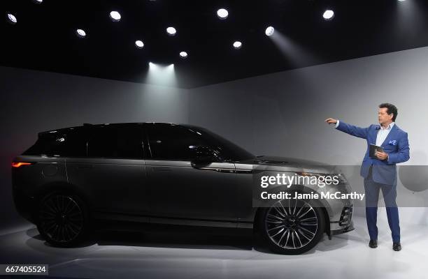 Land Rover's Cheif Design Officer Gerry Mcgovern poses with the Ranger Rover Velar at Land Rover North America Hosts The U.S. Debut Of The Range...