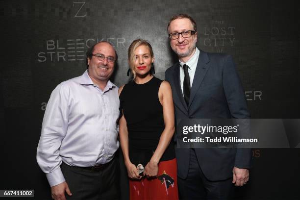 Writer David Grann, actress Sienna Miller, and director James Gray attend the Amazon Studios and Bleecker Street special screening with Explorer's...