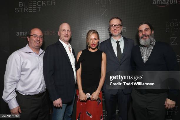 David Grann, Dale Armin Johnson, Sienna Miller, James Gray, and Anthony Katagas attend the Amazon Studios and Bleecker Street special screening with...