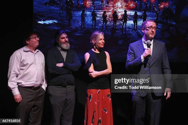 David Grann, Anthony Katagas, Sienna Miller, and James Gray attend the Amazon Studios and Bleecker Street special screening with Explorer's Club of...