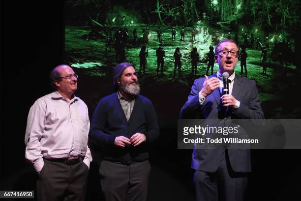 David Grann, Anthony Katagas, and James Gray attend the Amazon Studios and Bleecker Street special screening with Explorer's Club of James Gray's THE...