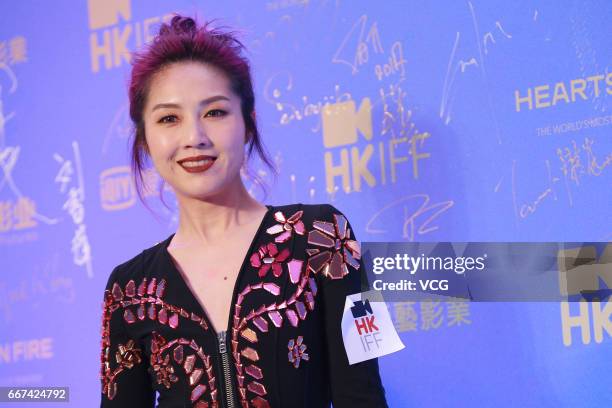 Actress and singer Miriam Yeung attends the premiere of film 'Love off the Cuff' during the opening of the 41st Hong Kong International Film Festival...