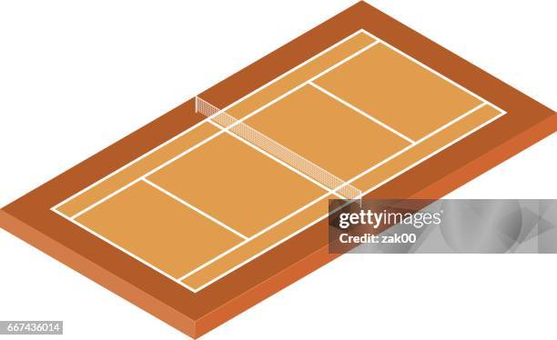 isometric tennis court - tennis net illustration stock illustrations
