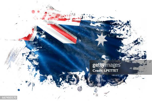 australische tinte grunge flagge - australische flagge stock-grafiken, -clipart, -cartoons und -symbole