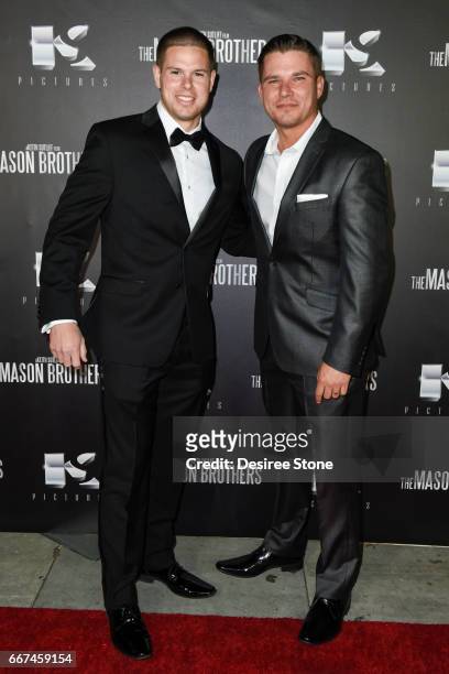 Keith Sutliff and Michael Whelan attend the premiere of "The Mason Brothers" at the Egyptian Theatre on April 11, 2017 in Hollywood, California.