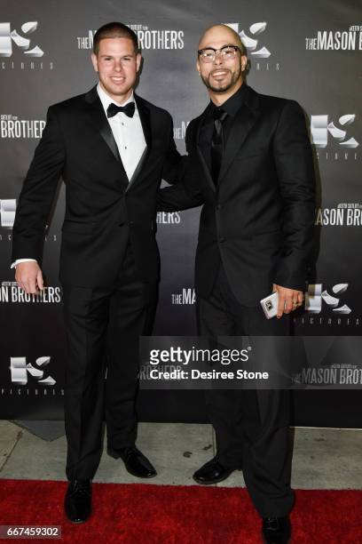 Keith Sutliff and Gregory Gordon attend the premiere of "The Mason Brothers" at the Egyptian Theatre on April 11, 2017 in Hollywood, California.