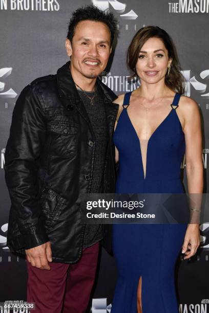 Julien Cesario and Carlotta Montanari attend the premiere of "The Mason Brothers" at the Egyptian Theatre on April 11, 2017 in Hollywood, California.