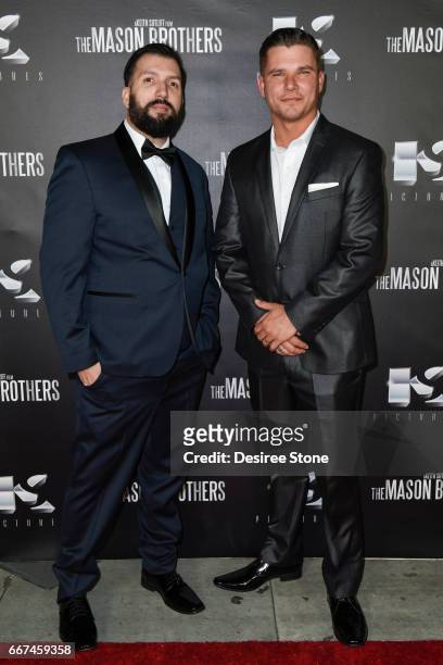 David Trevino and Michael Whelan attend the premiere of "The Mason Brothers" at the Egyptian Theatre on April 11, 2017 in Hollywood, California.