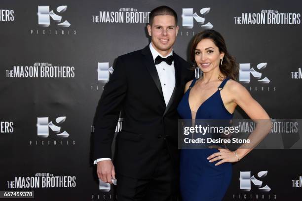 Keith Sutliff and Carlotta Montanari attend the premiere of "The Mason Brothers" at the Egyptian Theatre on April 11, 2017 in Hollywood, California.