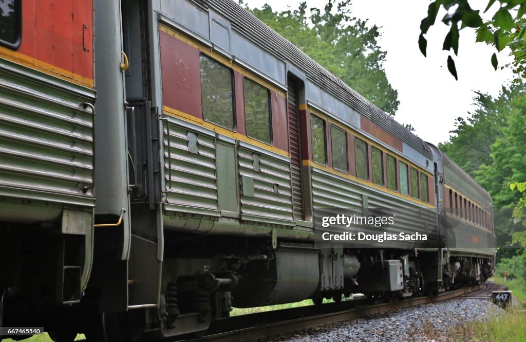 Scenic Passenger Train running along the Cuyahoga Valley National Park, Valley View, Ohio, USA