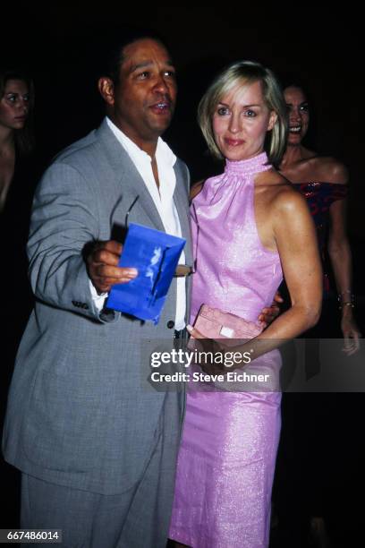 Bryant Gumbel and Hilary Quinlan at premiere of Planet of the Apes, New York, New York, July 23, 2001.