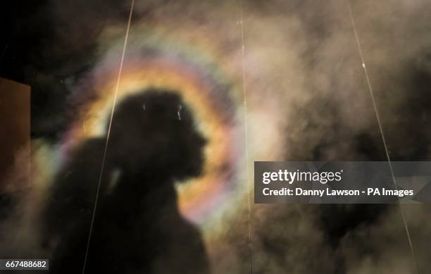 Shadow is pictured with the Brocken Spectre - a naturally occurring phenomenon where people appear to see a halo effect around the head of their...