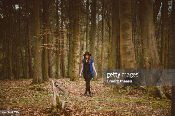 beautiful young woman in the woods - pollock country park stock pictures, royalty-free photos & images