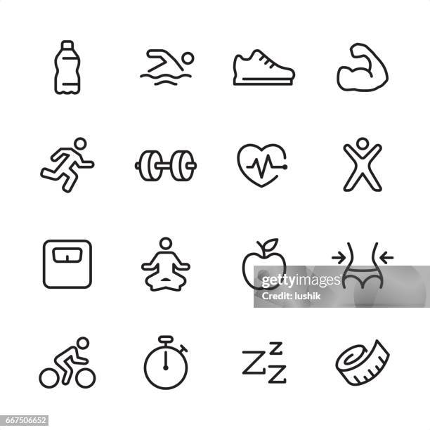 fitness - gliederung-icon-set - aquagym stock-grafiken, -clipart, -cartoons und -symbole