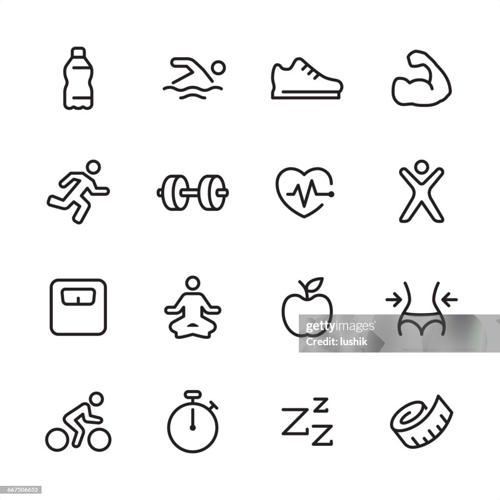 Fitness - outline icon set