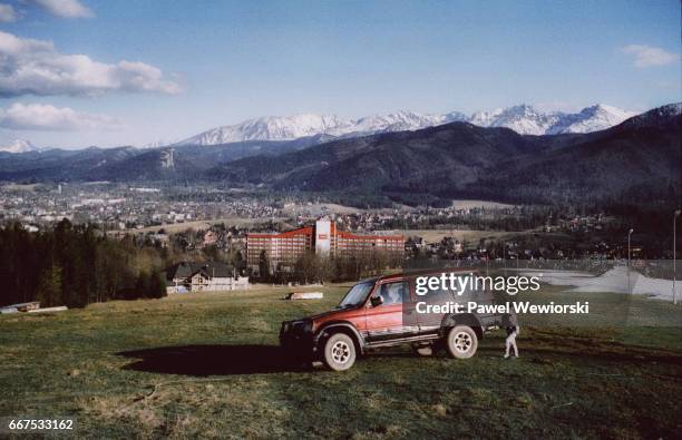 boy and car - tatra mountains stock pictures, royalty-free photos & images