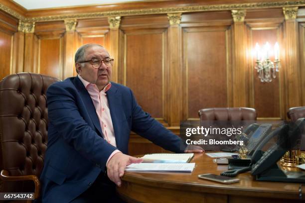 Alisher Usmanov, Russian billionaire, speaks during an interview at his office in Moscow, Russia, on April 6, 2017. Arsenals second-biggest...