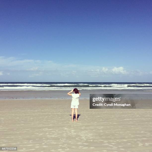 searching the sky - children binocular stockfoto's en -beelden