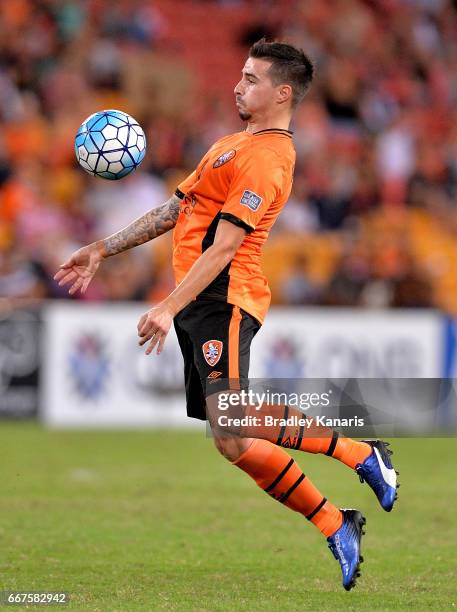 Jamie Maclaren of the Roar in action during the AFC Asian Champions League Group Stage match between the Brisbane Roar and Kashima Antlers at Suncorp...