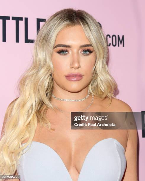 Social Media Personality Anastasia Karanikolaou attends the "PrettyLittleThing" campaign launch on April 11, 2017 in Los Angeles, California.