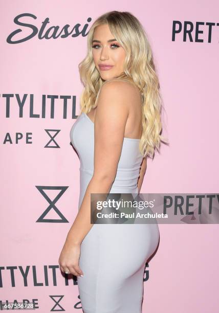 Social Media Personality Anastasia Karanikolaou attends the "PrettyLittleThing" campaign launch on April 11, 2017 in Los Angeles, California.