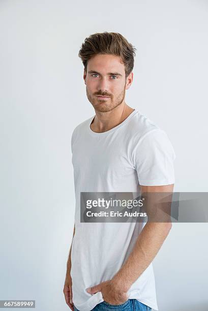 portrait of handsome young man posing - three quarter length stock pictures, royalty-free photos & images