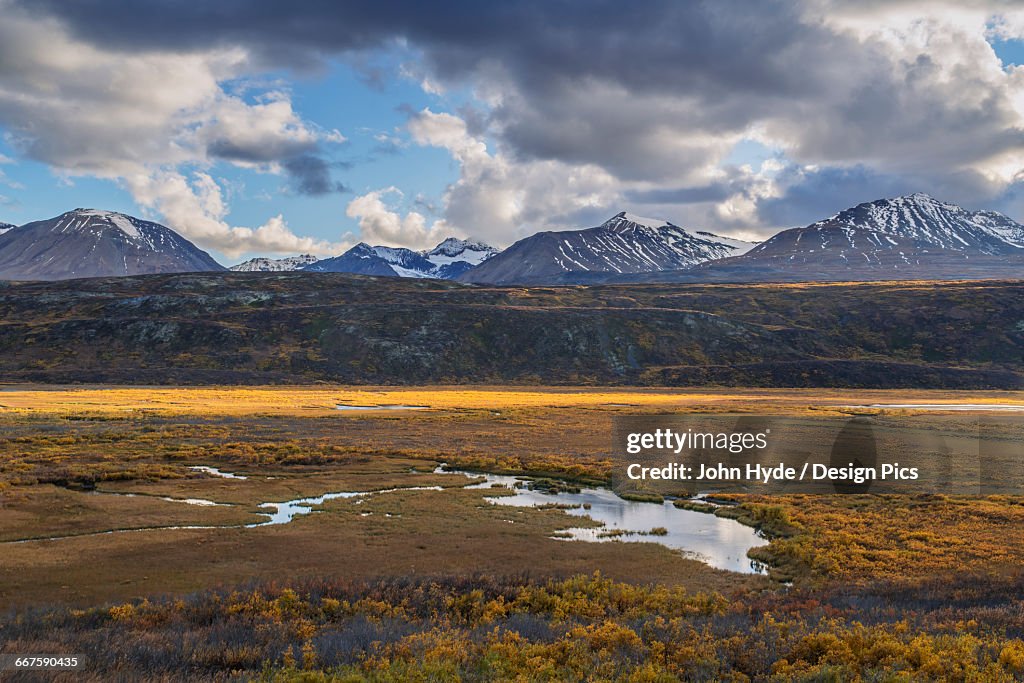 Autumn scenic along the Haines Highway near the headwaters of the Tatshenshini River, Alsek-Tatshenshini Wilderness, Canada
